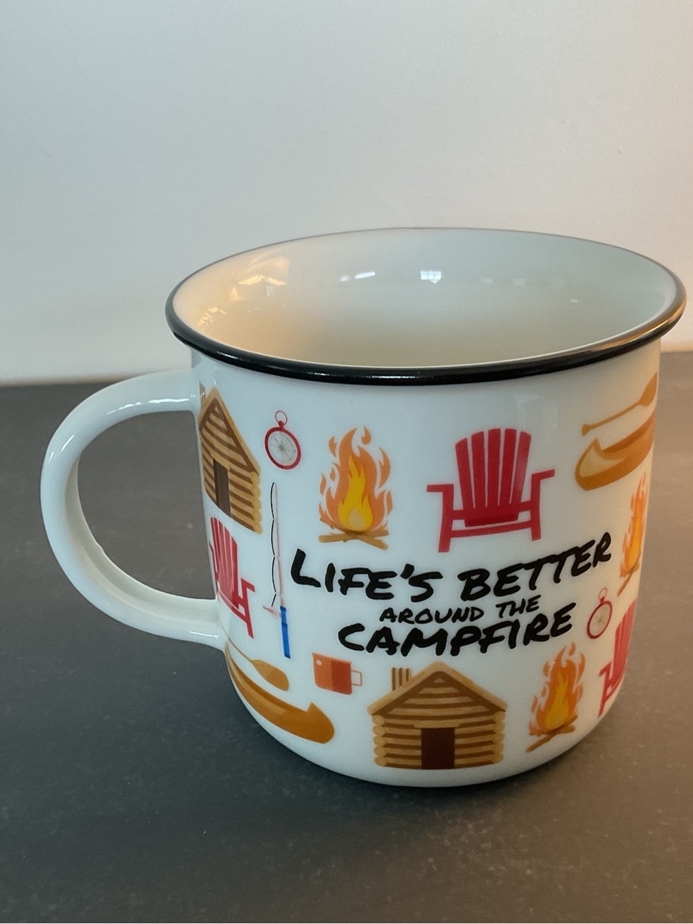 NWOT Gourmet du Village High Quality Ceramic Mug, Rustic/Camping/Cabin Decor